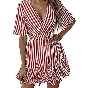 Amazon red striped dress